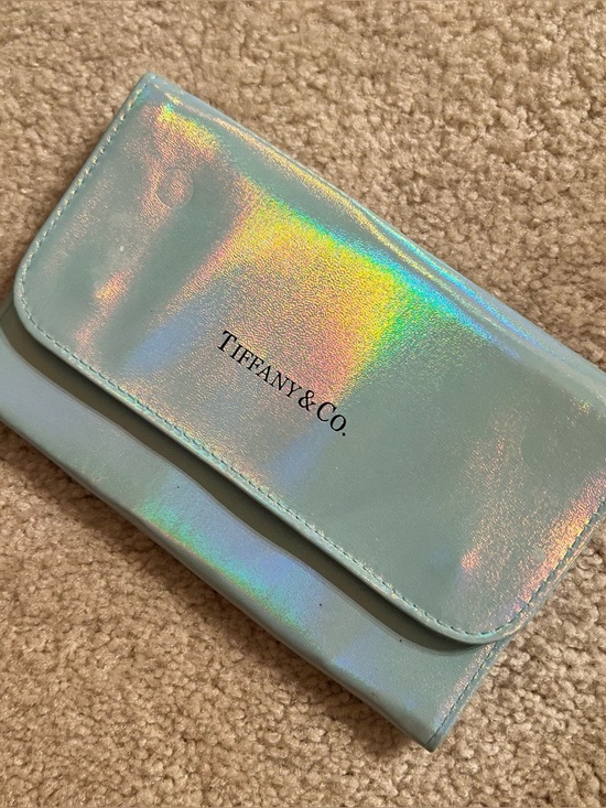 Tiffany & Co. Handbags - Tiffany & Co. Iridescent Blue Fabric Brush Roll Magnetic Folding with Pockets
